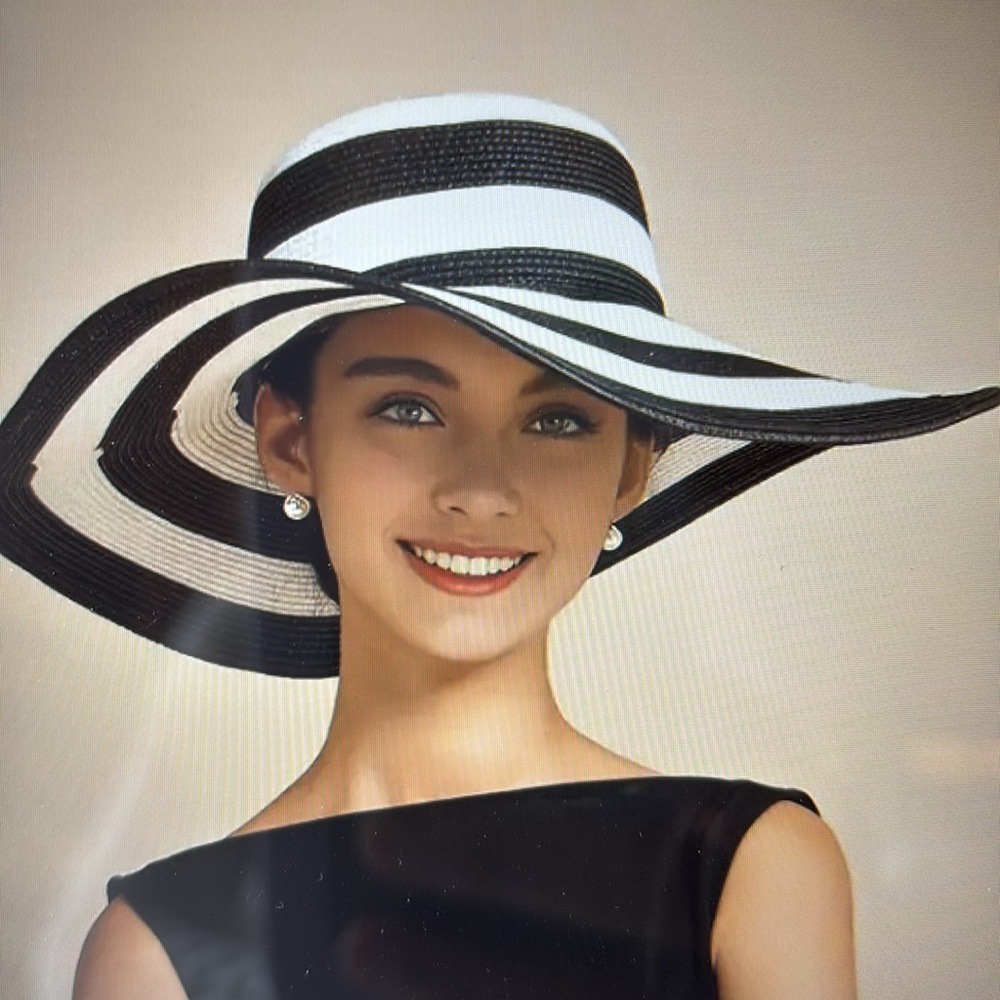 Serra Black & White Stripe Wide Brim Sun Hat